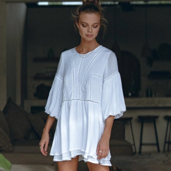 AURA THE LABEL PAMPELONE WHITE PAOLITA DRESS L - Picture 5 of 14